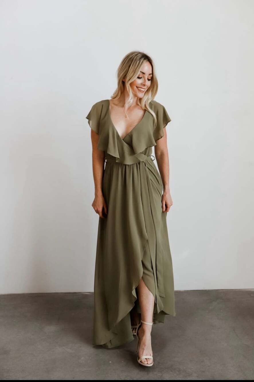 Baltic Born katya dusty olive maxi dress